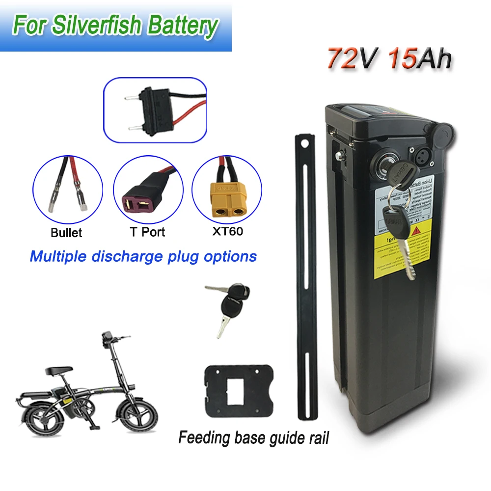 

72V 15Ah For Silver Fish Ebike 500W 750W 1000W BMS 18650 Lithium Battery Pack Replace