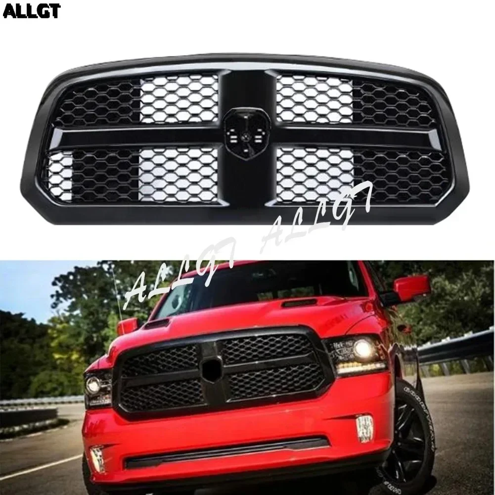 Front Grille Bumper Grill For Dodge RAM 1500 2014 2015 2016 2017 New ABS Glossy Black