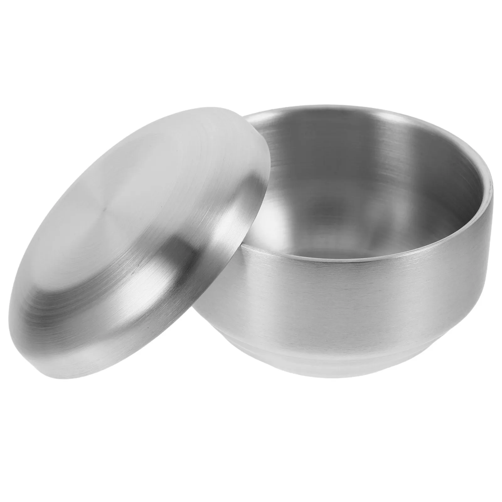 Stainless Steel Shaving Soap Bowl with Lid Small Metal Mixing Bowl for Men Household Shave Cream Foaming Dish Metal Bowls