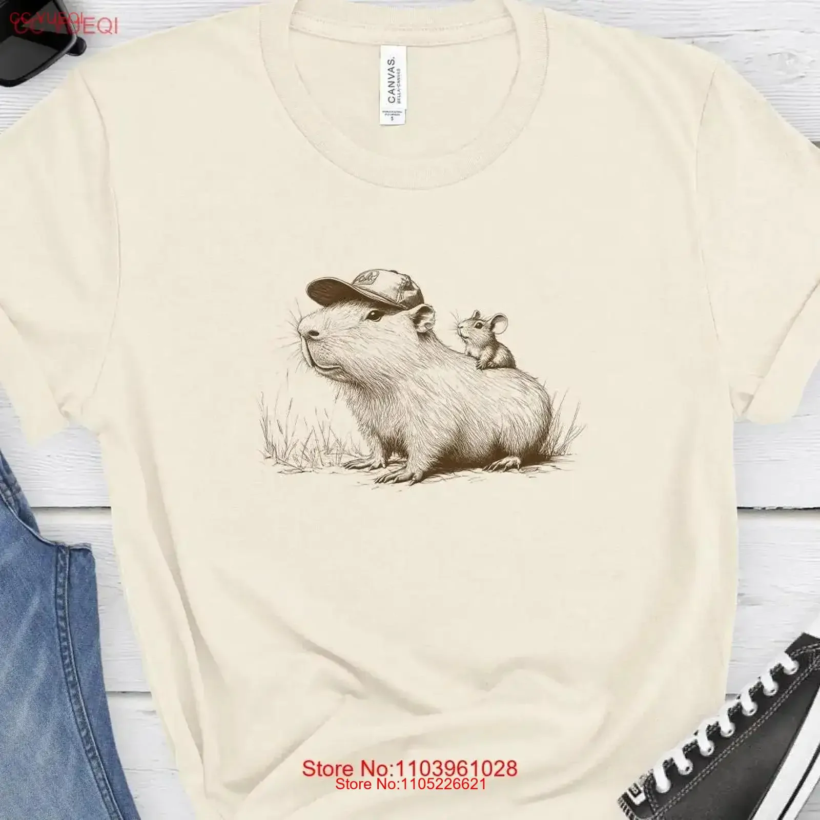 Capybara T Shirt Cute RodenT Animal Illustration Vintage Sketch Theme Wildlife Top Adorable Idea vintage Washed Soft Unisex