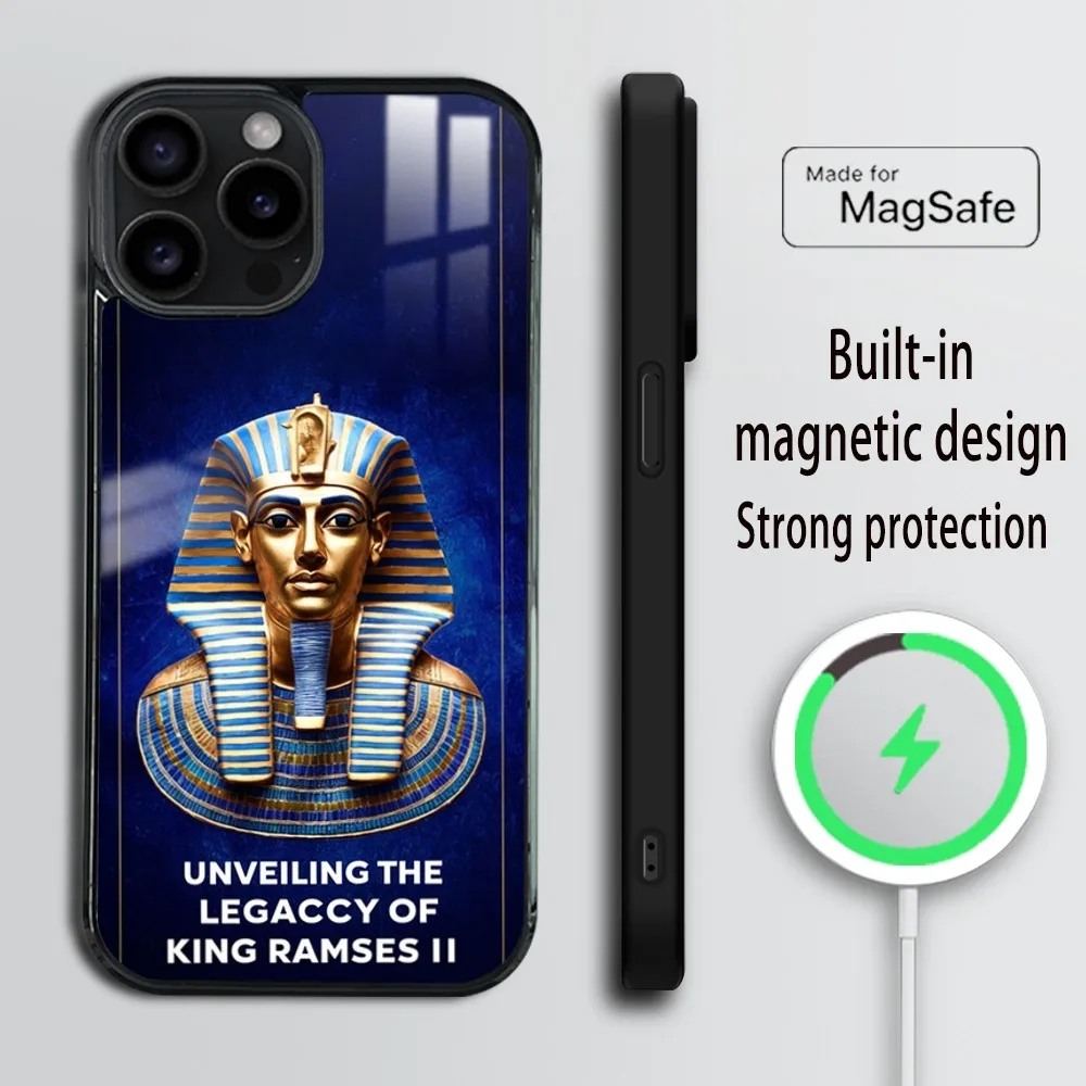 Egypt Egyptian Pharaoh Phone Case For iPhone 16 15 14 13 12 11 Pro Max Plus Mini Magsafe Mirror Wireless Magnetic Cover