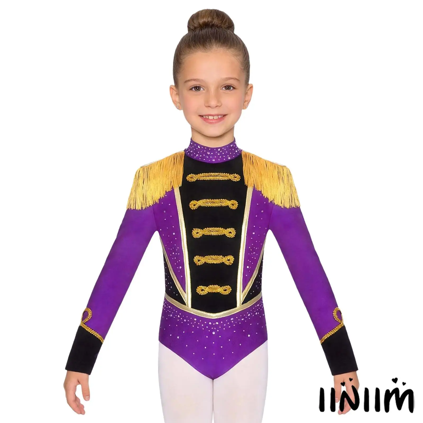 

Girls Whimsical Circus Performance Wear Adjustable Fit Comfort Features Rhinestone Bodysuit Jumpsuit for Carnival Theme Parties