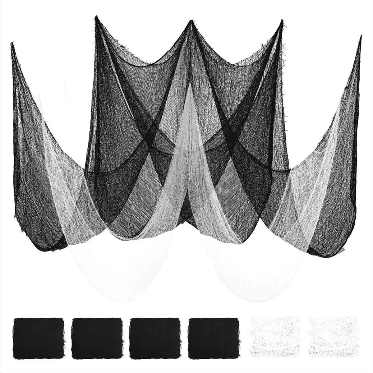6Pcs Halloween Gauze Cloth,30x72 Inch Creepy Fabric Halloween for Haunted House Supplies, Party Outdoor, Indoor