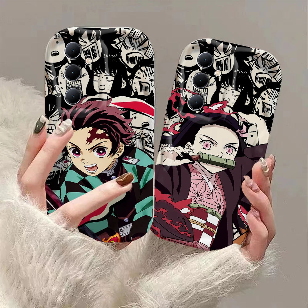 Comics Demon Slayer 3D Wave Case per Samsung A73 A72 A71 A55 A54 A53 A35 A34 A33 A25 A24 A23 A15 A14 A13 A05 A04 A03 4G 5G Cover