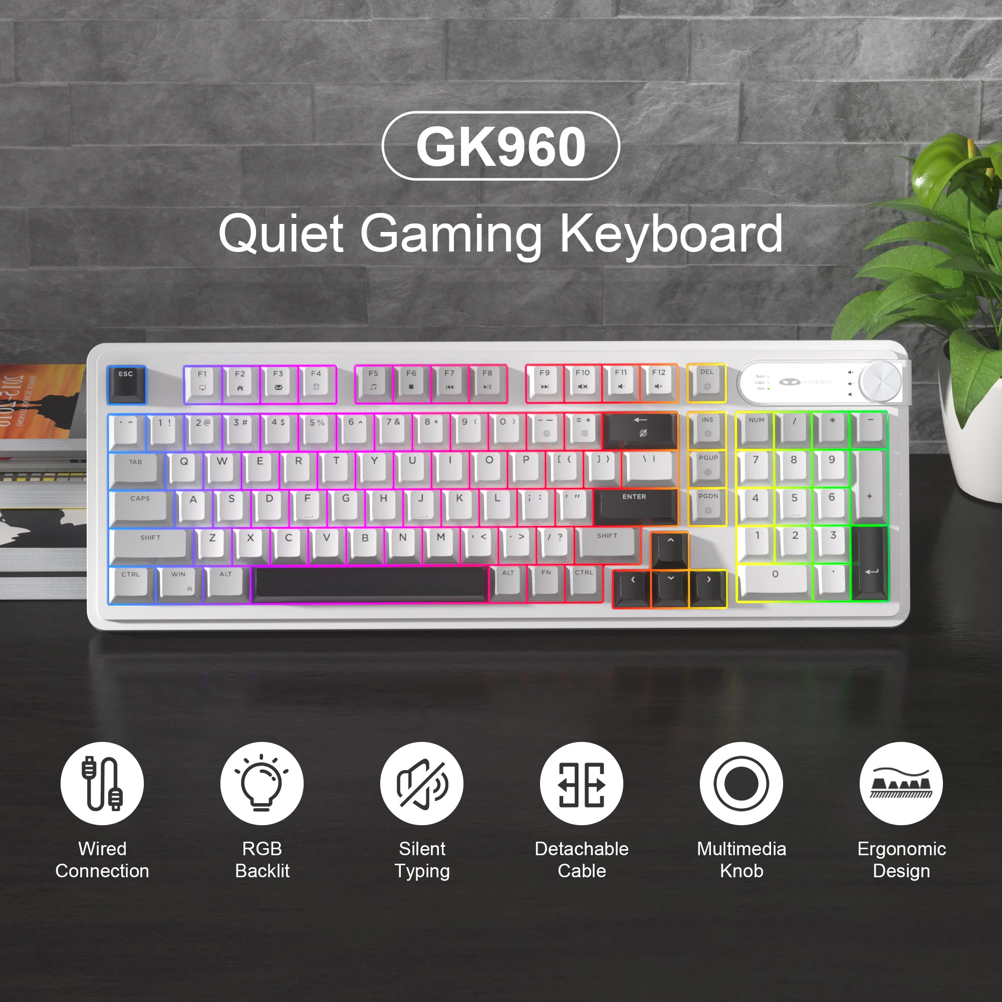 98% MageGee GK960 Wired Membra - Gaming Keyboard Thocky recension och pris