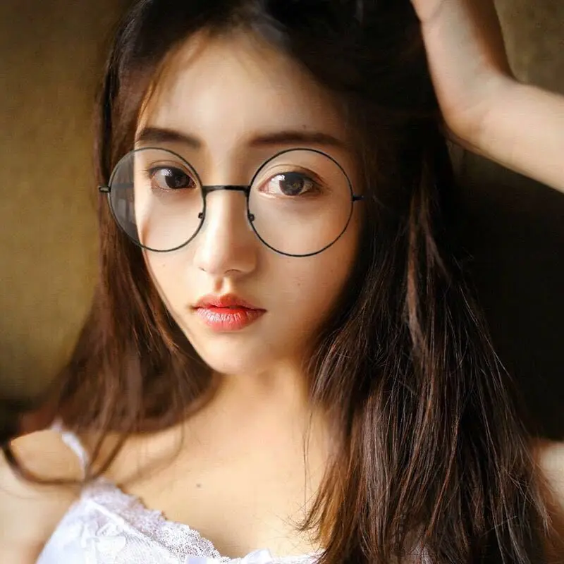New Round Frame Eyeglasses Simple Vintage Metal Frame Clear Lens Glasses Eyewear Oversized Circle Eye Glasses Match for Students