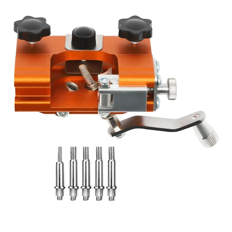 Chainsaw Sharpener Jig Orange Hand-Cranked Chainsaw Sharpening Kit With 5 Burr For 4-22 Inch Chainsaw And Electric Saw