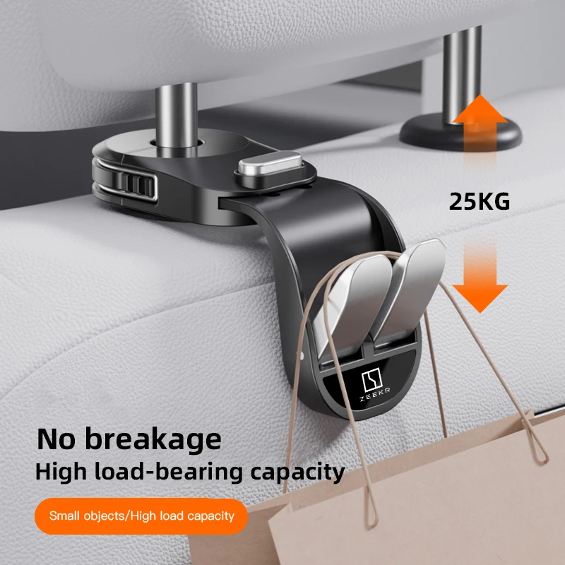 1Pcs Car Seat Back Hooks Hanger Handbag Grocery Bag Holder Storage Organizer Auto Interior Accessories For Zeekr 001 FR MIX 009
