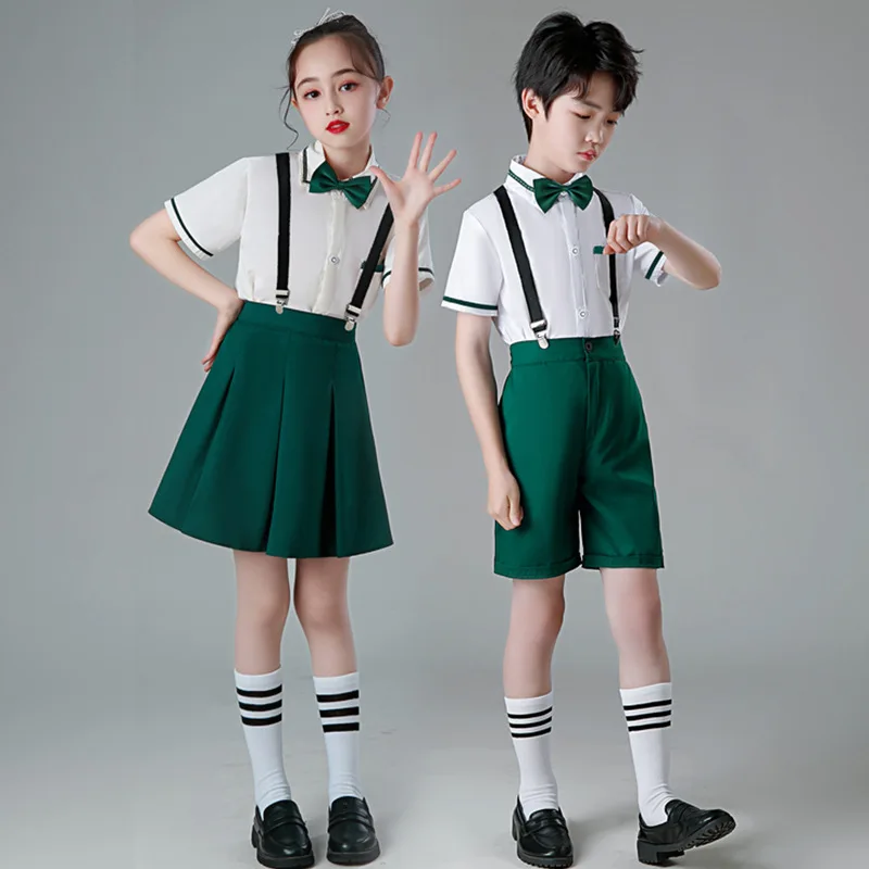 Children Students The class Uniform Tops Boys Girls Suit Skirt Poetry Reading Chorus Kids Costumes For Daily life Stage Show