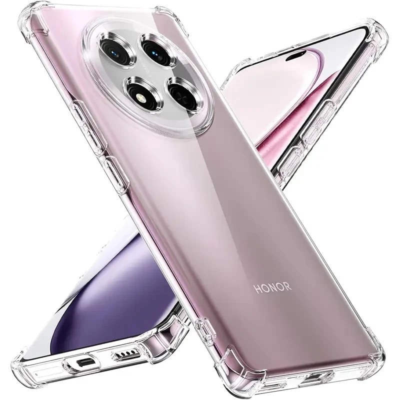 Dicke, stoßfeste Silikon-Handyhülle für Honor 90 200 Smart 400 Lite Magic 5 6 7 Pro Magic5 Magic6 Magic7 Schutz Klare Abdeckung