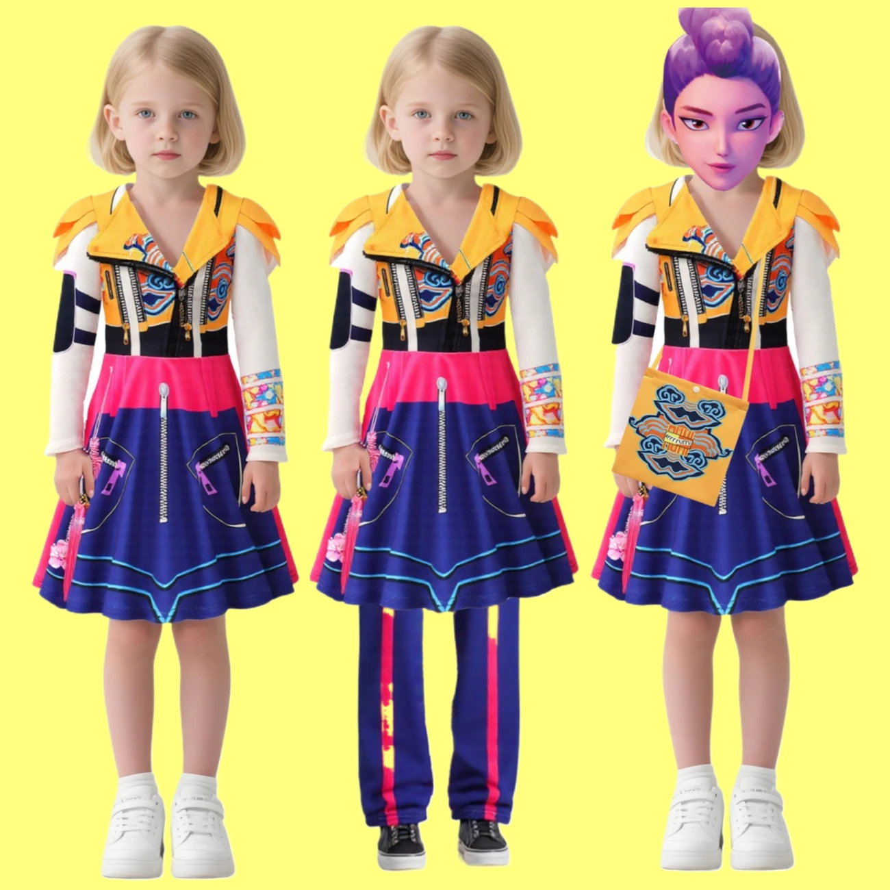 

Cartoon KPop Rumi Zoey Mira Cosplay Fantasy Girls Dress Bag Pants Suits Demon Hunter Costume Disguise Kids 6 to 14 Years19549