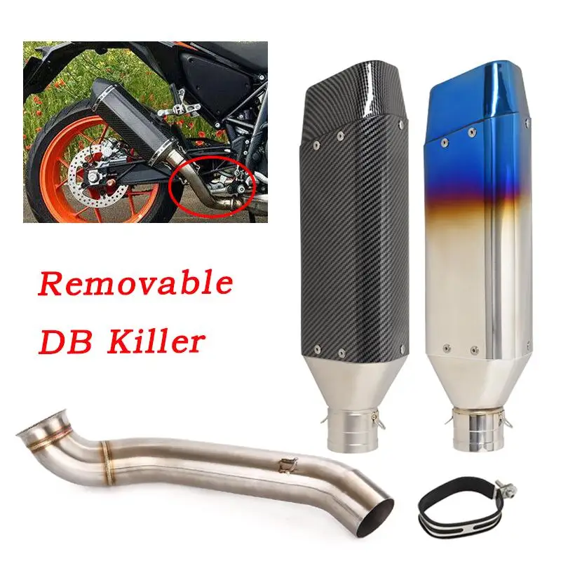 

Motorcycle Exhaust Pipe Escape Muffler Mid Link Pipe Stainless Steel Connect Tube With DB Killer Modified For Duke 690 2012-2018