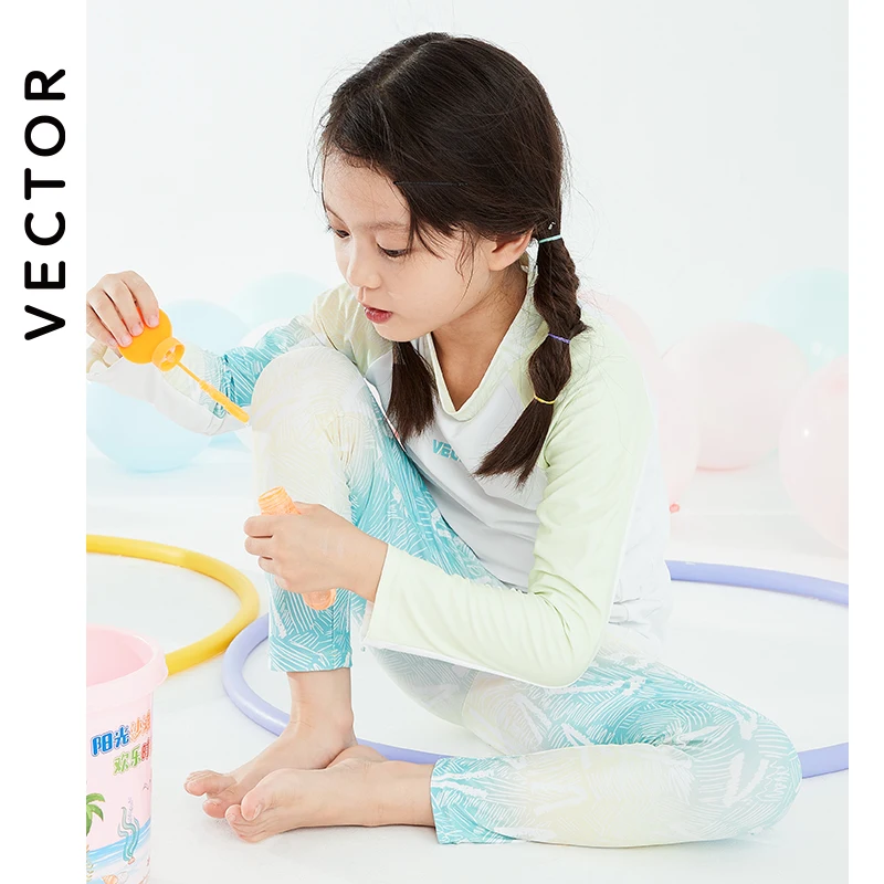 VECTOR Brand Children's Swimsuit Sunscreen Swimsuit Bikini Breathable Split Suit Summer Beach Long-sleeved Swimsuit Can Be Split