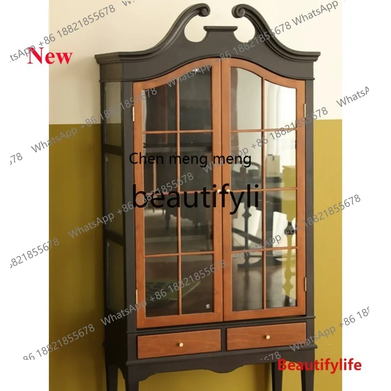 

cn8350 ss Американский стиль, винтажный винный шкаф из цельного дерева, настенная книжная полка из цельного дерева в Шанхайском стиле, простая