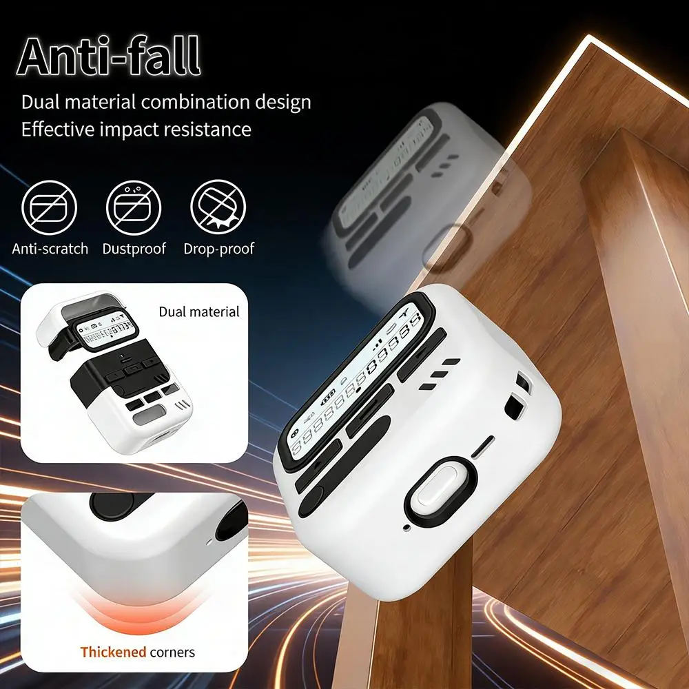 XDcase Retro Pager Design PC Hybrid TPU Earbuds Case Earphone Compartment Protective Cover For AirPods Pro 2 / 1, For AirPods 4 view 5