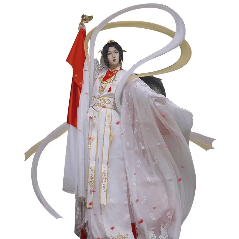 Heaven Official\'s Blessing Xie Lian disfraz de Cosplay, corona, príncipe Yueshen, vestido de novia, ropa china Hanfu, peluca Cos