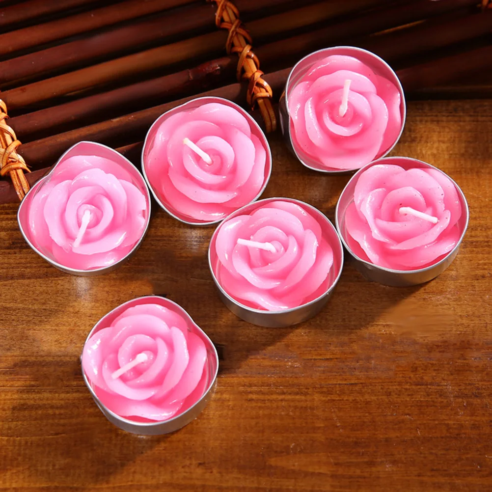 

Party Decoration Candles Beeswax Rose Flower Tea Lights Scented Floating