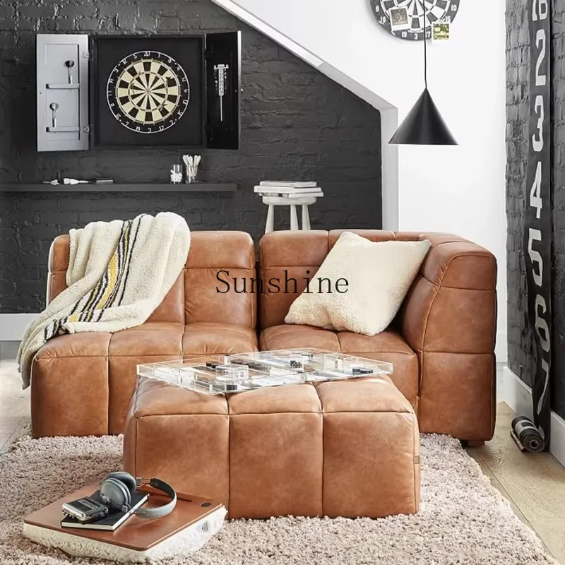 Light luxury leather sofa stool pedal living room bench