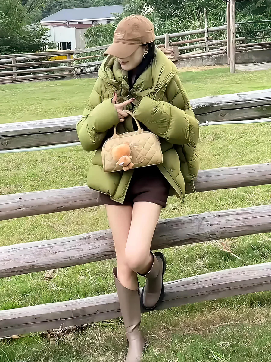 Abrigo con capucha Or White Du Down Jaet Thiened Dstring para mujer, ropa de abrigo cálida a la moda, recién llegada, invierno 2025, Faion