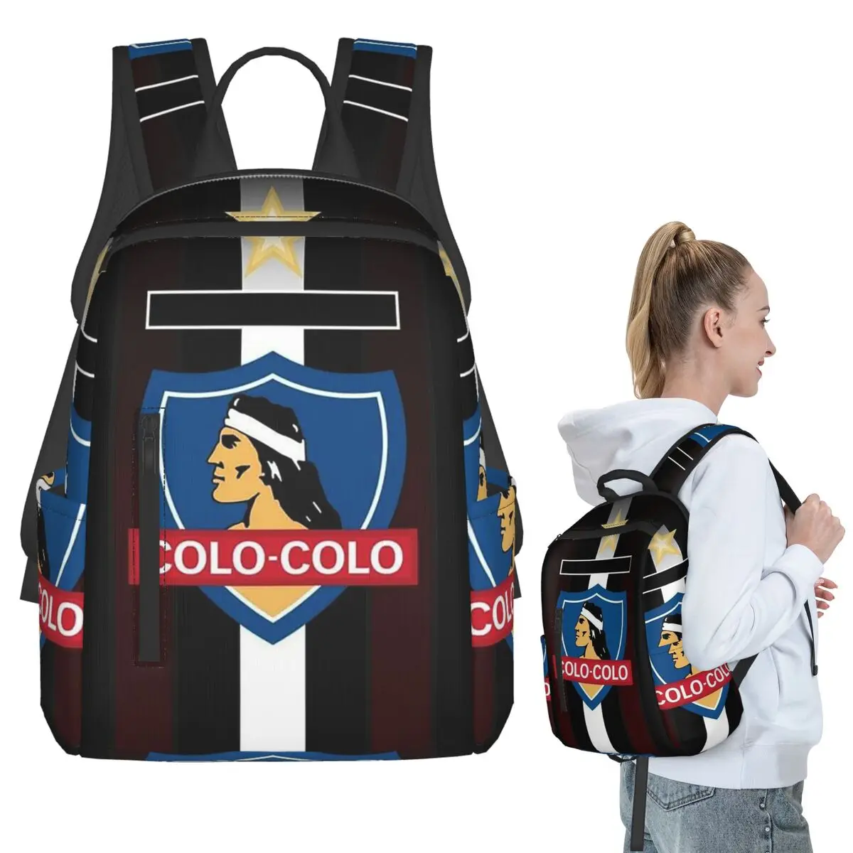 

Golden Colo-Colo Campeon DE Chile Backpack Student BookBag Children School Bag Laptop Shoulder Bags Boys Girls