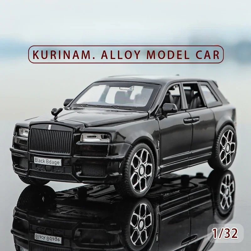 Diecast 1/32 Rolls Royce Cullinan Black Badge Alloy Car Model Children Toy Vehicle Birthday Gift Collection Home Decor