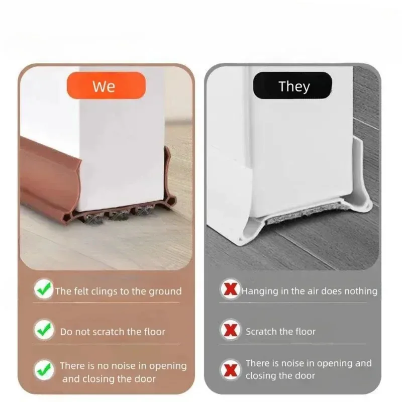 Mute Door Bottom Sealing Strip Door Insulation Anti-mosquito Sealing Without Glue Wool Strip Bedroom Sound Insulation Strip image 5