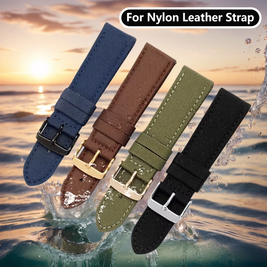 Нейлоновый кожаный ремешок для часов Seiko Citizen Tissot Mido Omega Hamilton, ремешок для часов 18, 20 мм, 22, 23 мм, 24 мм, холст, водонепроницаемый браслет