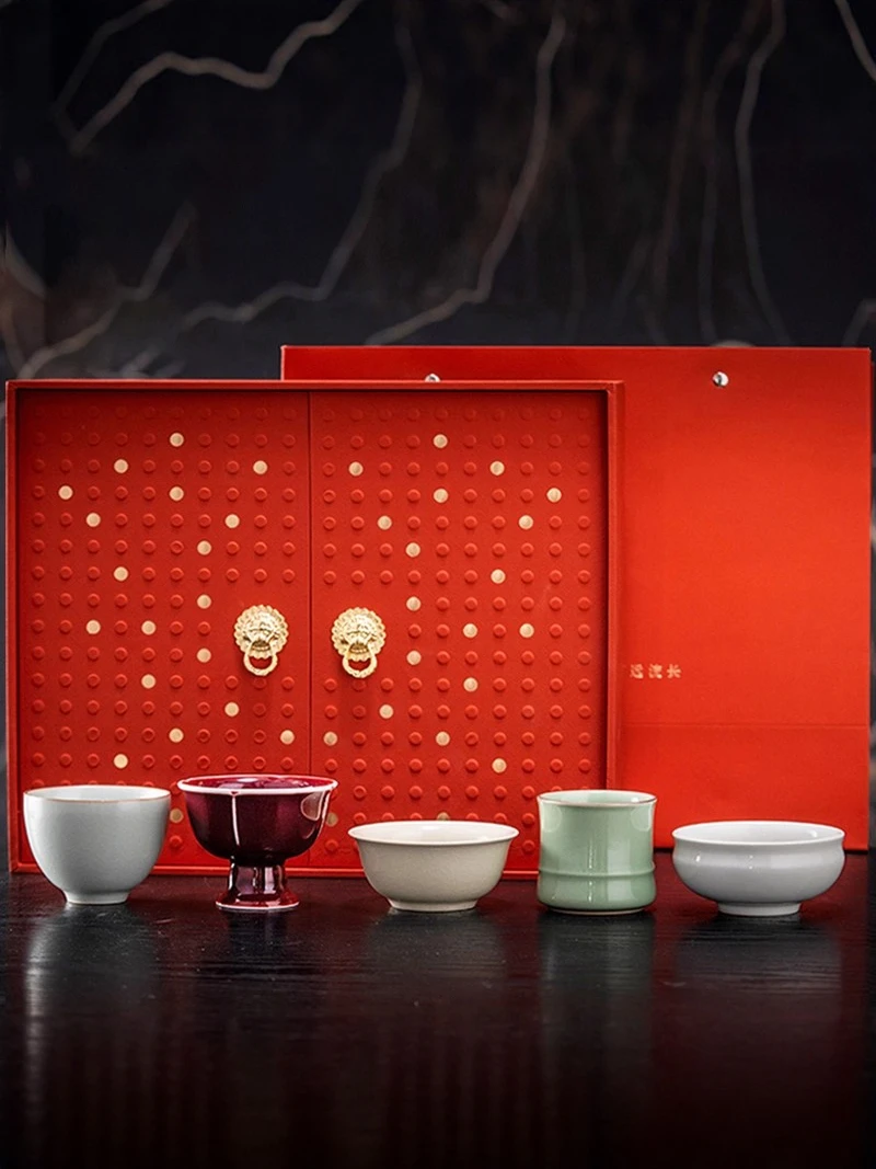 

High-End Cerc Tea Cup Set Personalized Gongfu Tea Tools Five eat Kilns Owner Cup New Model Gift Box Dehua Origin Handmade