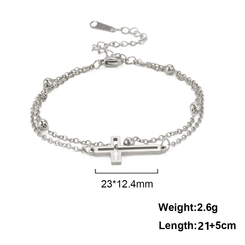 Kkjoy Edelstahl Fußkette für Damen und Herren, silberfarben, vierblättriges Kleeblatt, Fußkettchen, einfache Perlen, Modeschmuck, Accessoires, Neu – Detail 26