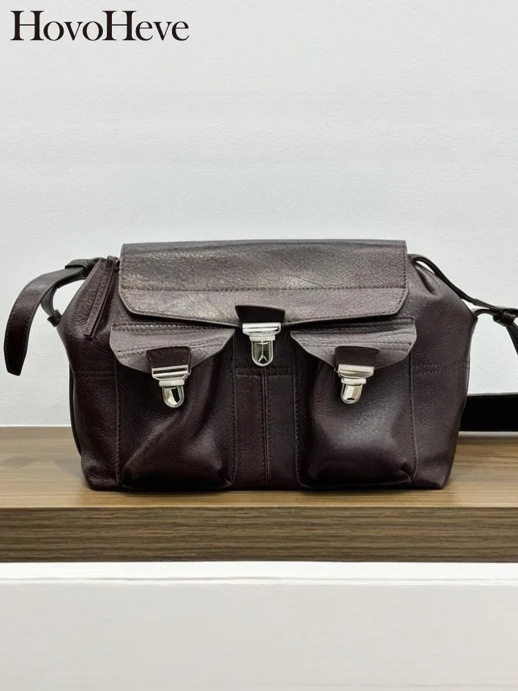 

Унисекс сумка из натуральной коровьей кожи для мотоциклистов, винтажная женская сумка через плечо, повседневная сумка-мессенджер с клапаном на защелке