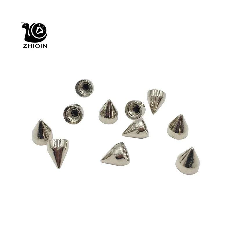 7*9mm 100set Silver Punk Spike Alloy Spikes Cone Screwback Metal Studs Leathercraft Rivet Bullet Spike Punk Spots Pet Collar