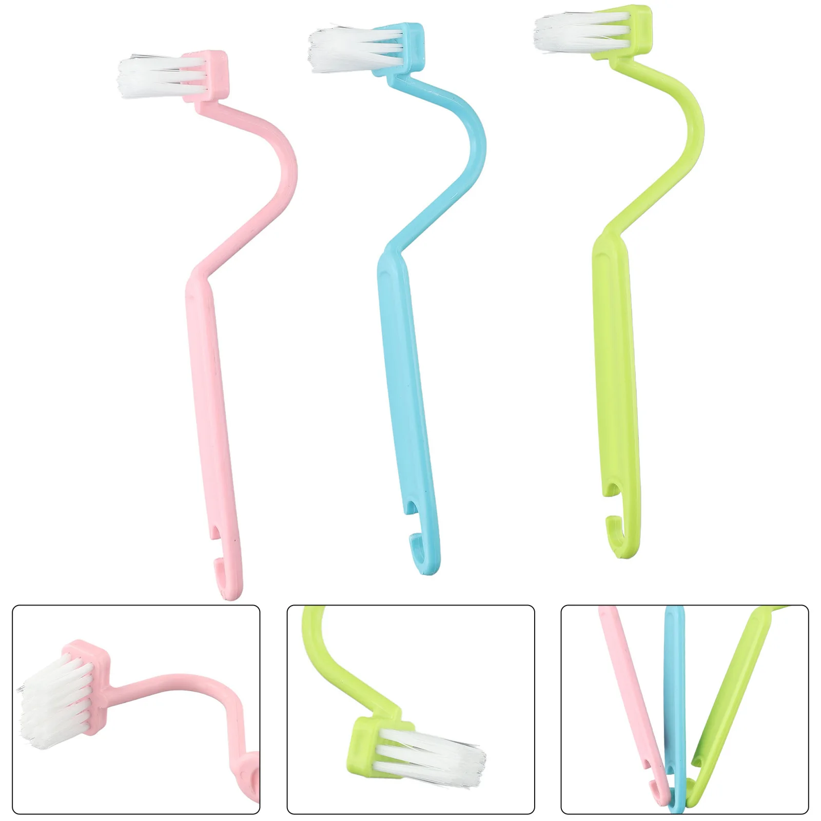 

3pcs Toilet Brush Plastic Toilet Under Rim Cleaning Brush S-Type Curved Bent Handle Wc Cleaner Bathroom Accessories