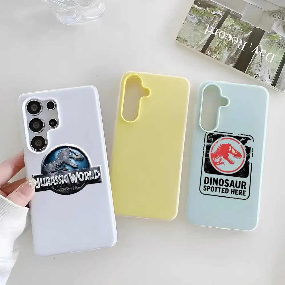 JurassicWorld Phone Case Clear TPU Case For Samsung S22-S26, 2-in-1 Detachable Card Holder