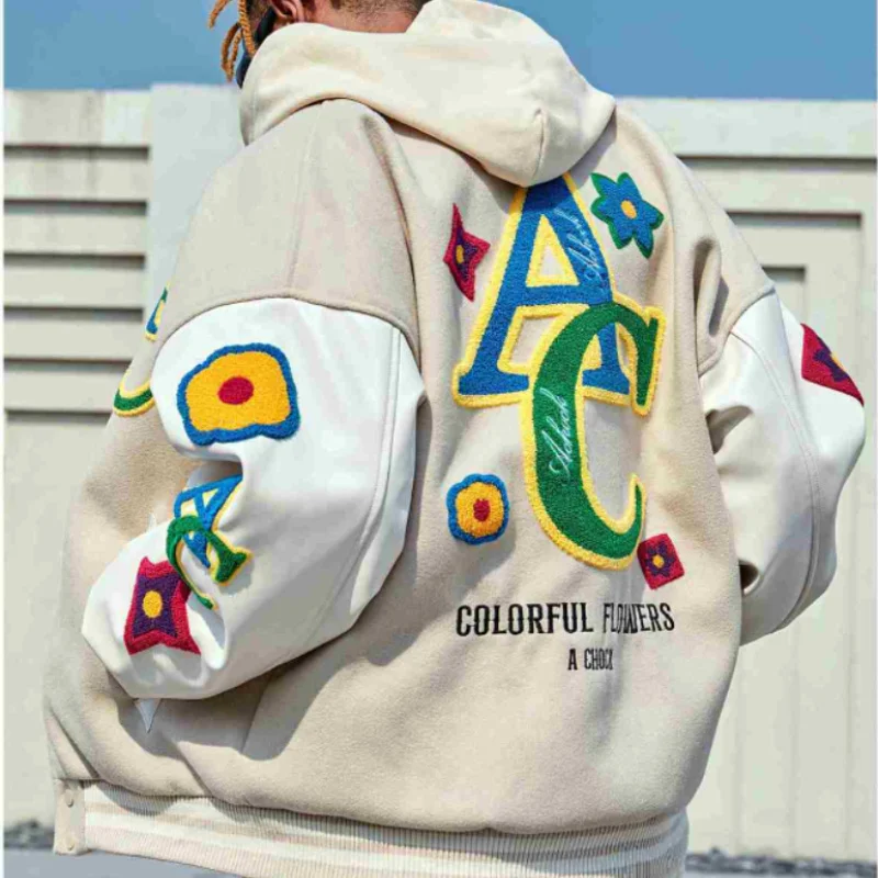 

High Street American Retro Baseball Uniform Spring Autumn Preppy Korean Loose Towel Embroidered Coat Women Harajuku Streetwear