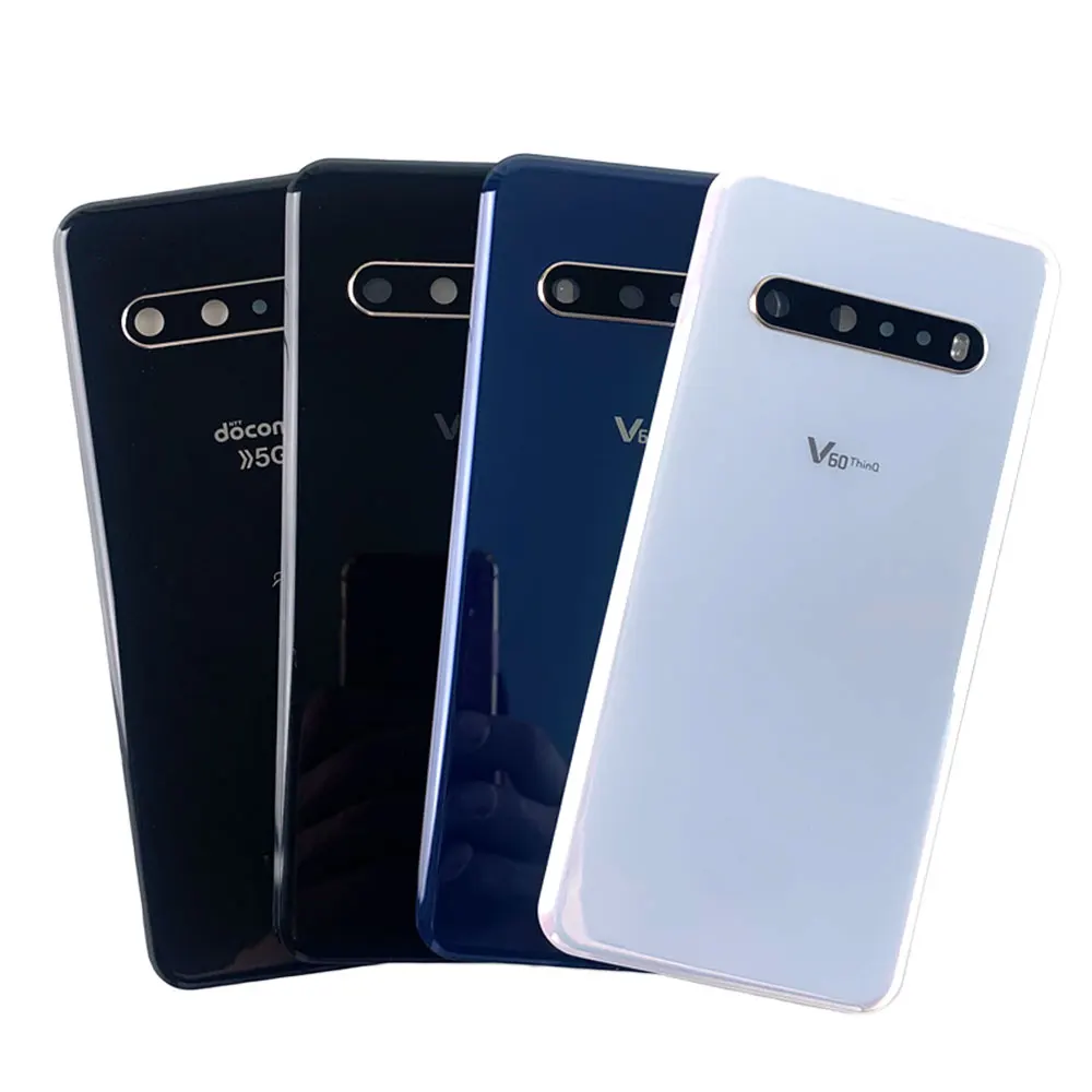 Glass Battery Cover For LG V60 ThinQ 5G Rear Housing Back Cover Battery Door Case + Camera Lens