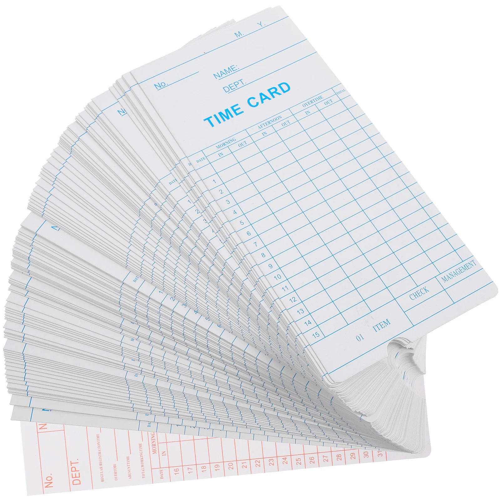 Feuille de cartes de temps de présence, 100 pièces, papier Double face, utilisation au bureau, cartes de poinçonnage hebdomadaires pratiques de haute qualité pour les employés