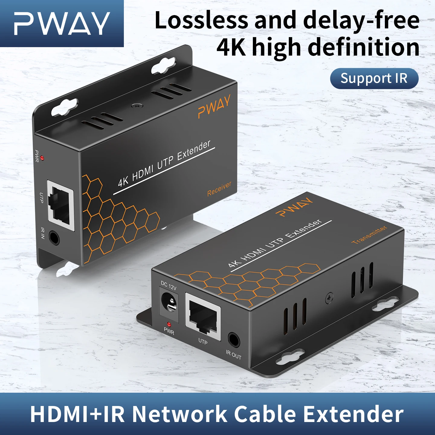 PWAY HDMI Extender RJ45 Ports Network 4K@30HZ Extend Audio Video Uncompressed Transmit Up To 40m Use Cat5 Cat6 Cable