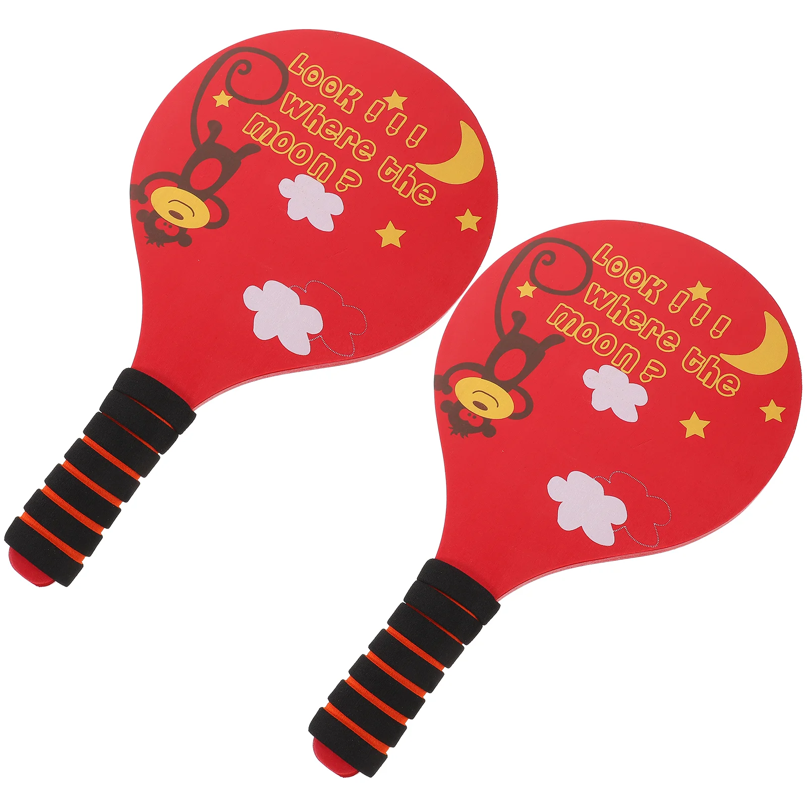 

2pcs Children Pong Racket Set Wooden Table Tennis Toy Kids Plaything for Beginners Kids Kindergarten (Red, Black)