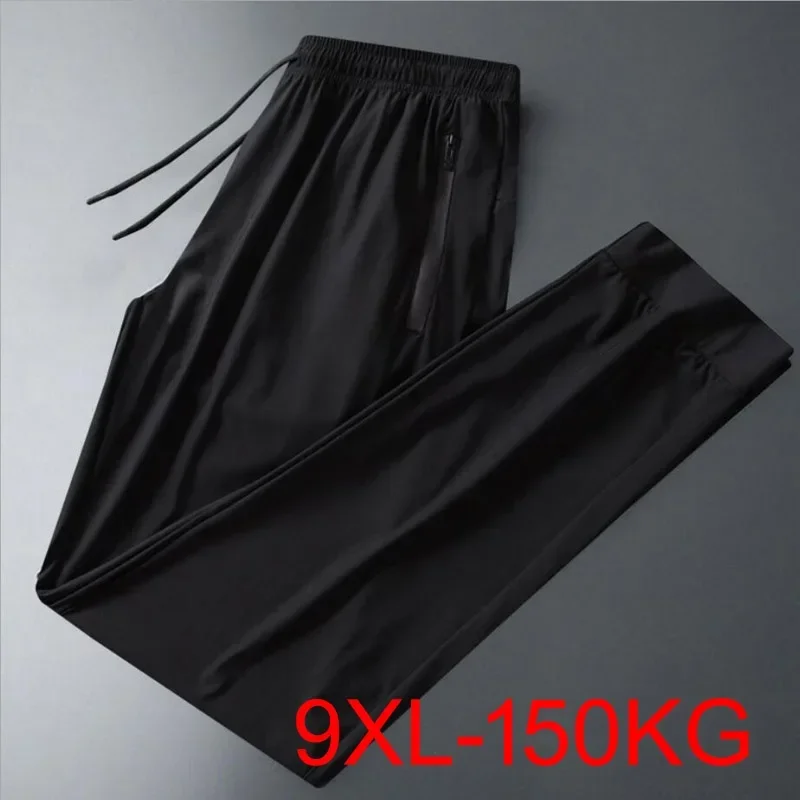 

Men Size Fabric Summer Sports Stretch Quick Silk Loose Slim Trousers Men`s 8xl Ice Big 7xl Dry Pant Sweatpants Military