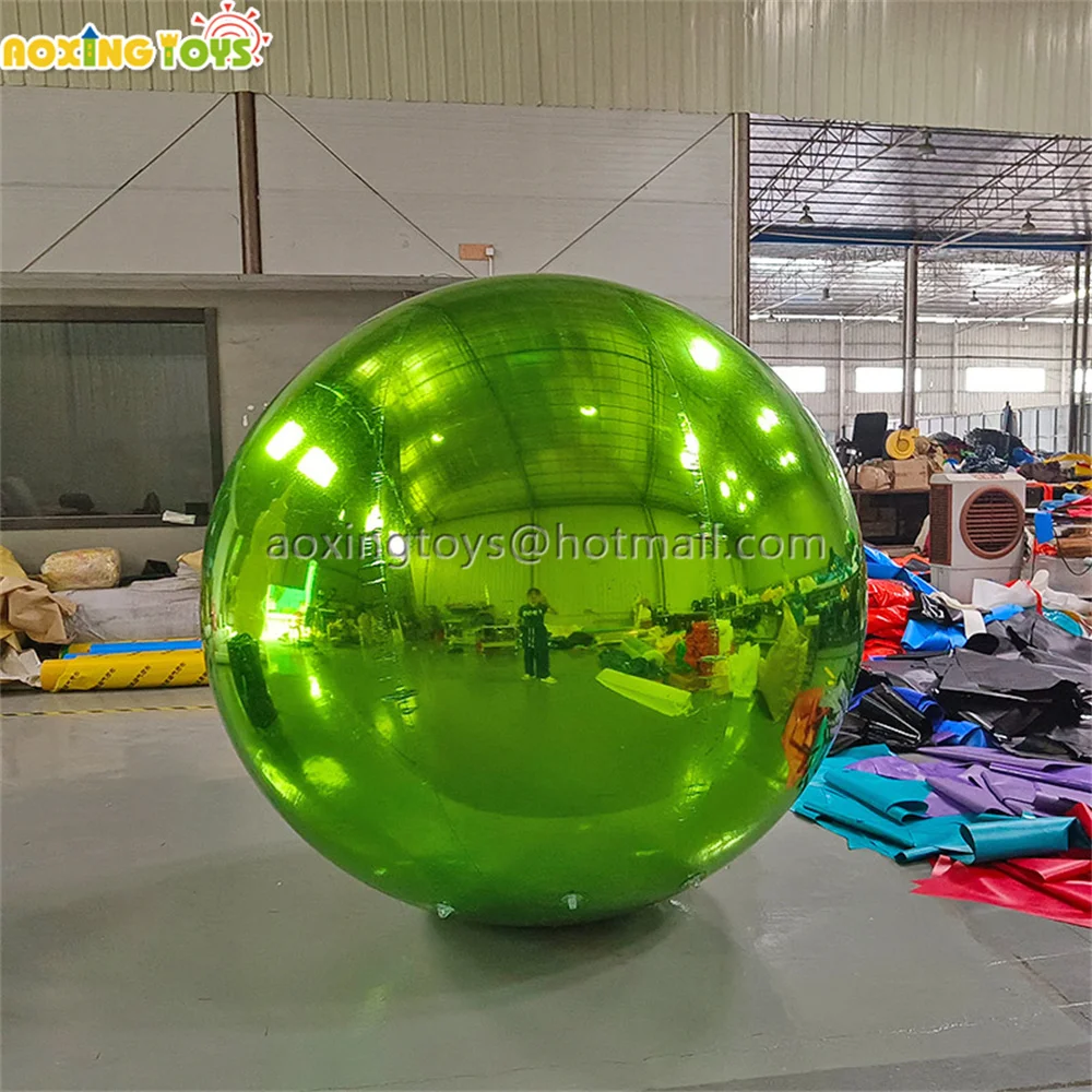 1M/2M/3M PVC Giant Green Inflatable Mirror Ball Hanging Balloon With Air Pump For Party Stage Advertising Decoration Events