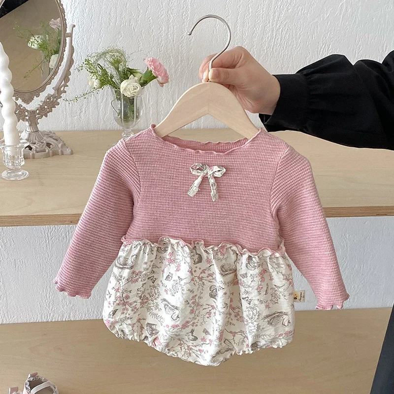 

Новинка 2023 года, осенний комбинезон для маленьких девочек, хлопковый комбинезон с длинными рукавами для маленьких девочек, детская одежда для детей 0-24 месяцев