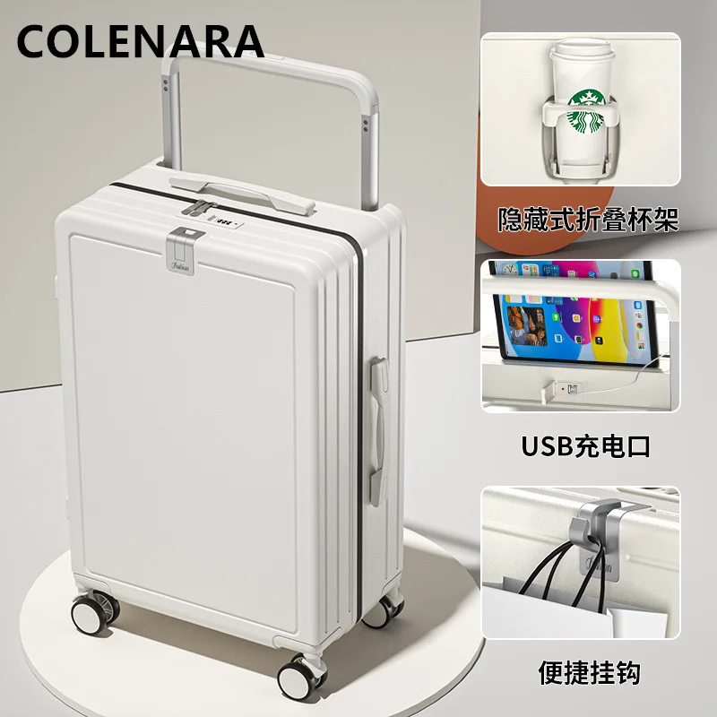 COLENARA-Valise Multifonctionnelle de 26 Pouces pour Homme et Femme, Valise d'Embarquement 24, Chariot de Grande Capacité, Chargement USB, 20 Bagages de Cabine