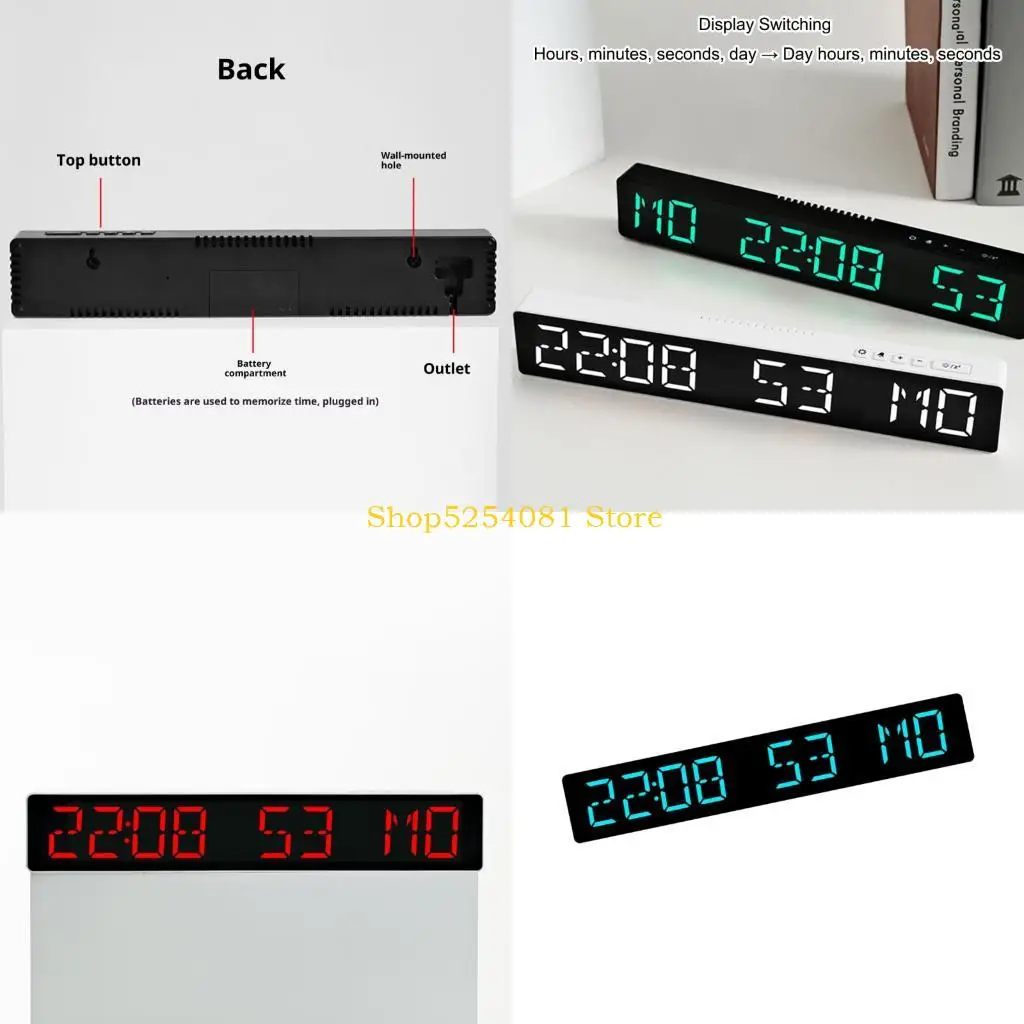 AXYC LED Desk Calendar Clock Auto Sync Time Countdown Timer 2 Alarms Multifunction