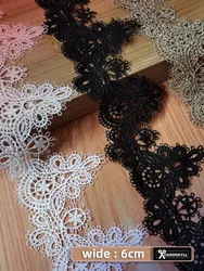 6CM Wide Luxury Mesh Gold White Black Embroidered Lace Trim for Fringe Wedding Dress Collar African Sewing Accessories Supplies