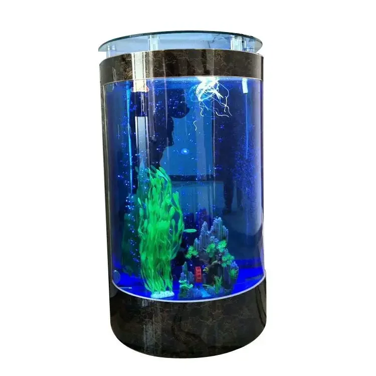 

Fish tank semi-circular aquarium cylindrical glass tank home living room bar goldfish tank 1 meter can be ordered