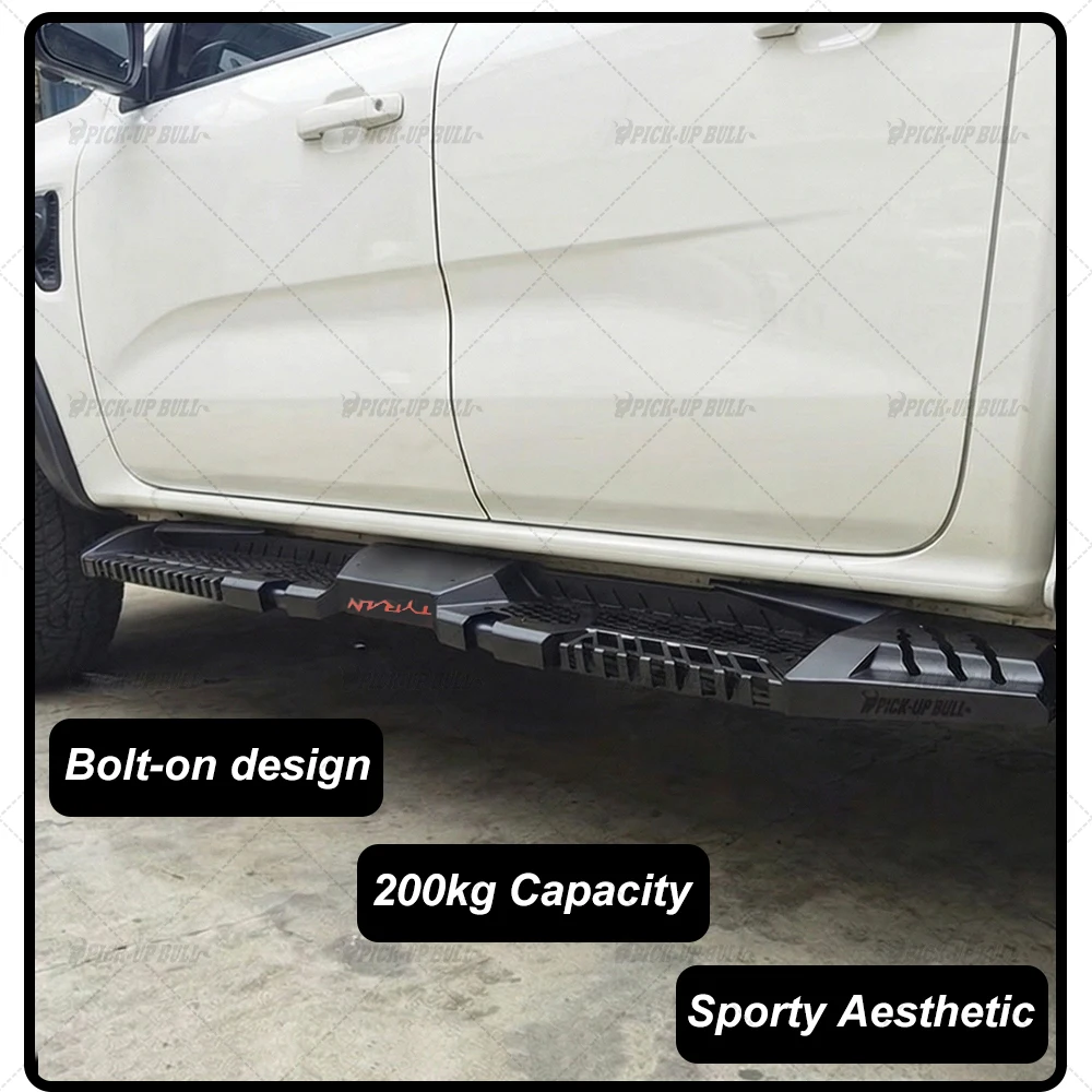 Heavy Duty Side Steps, Steel Running Boards for Ford Ranger T6-T9 Raptor 2012-2024, Anti-Rust Side Step Bars, Truck Side Pedals