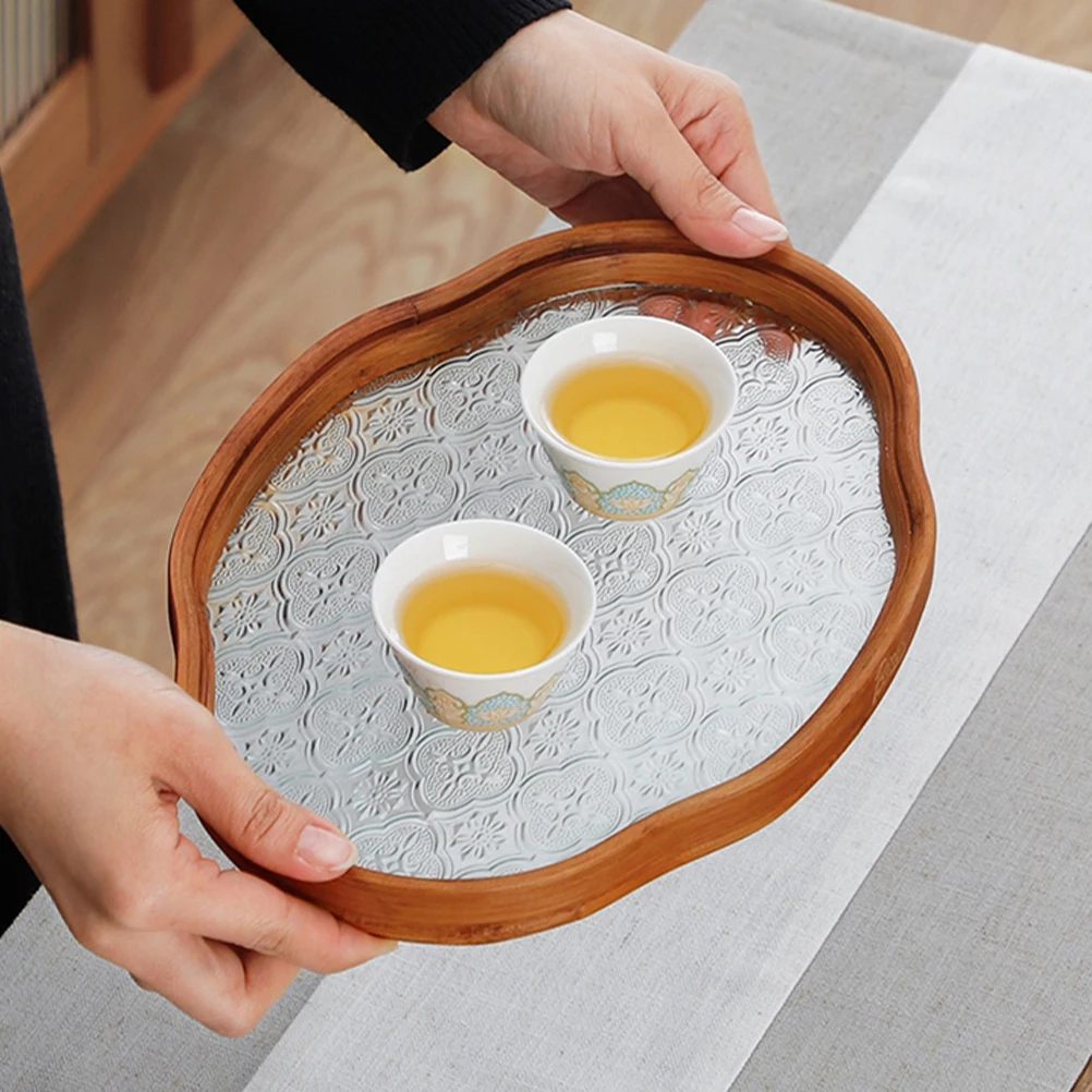 

Begonia Flower Tray Serving Trays Accessories for Coffee Table Glass Decorative