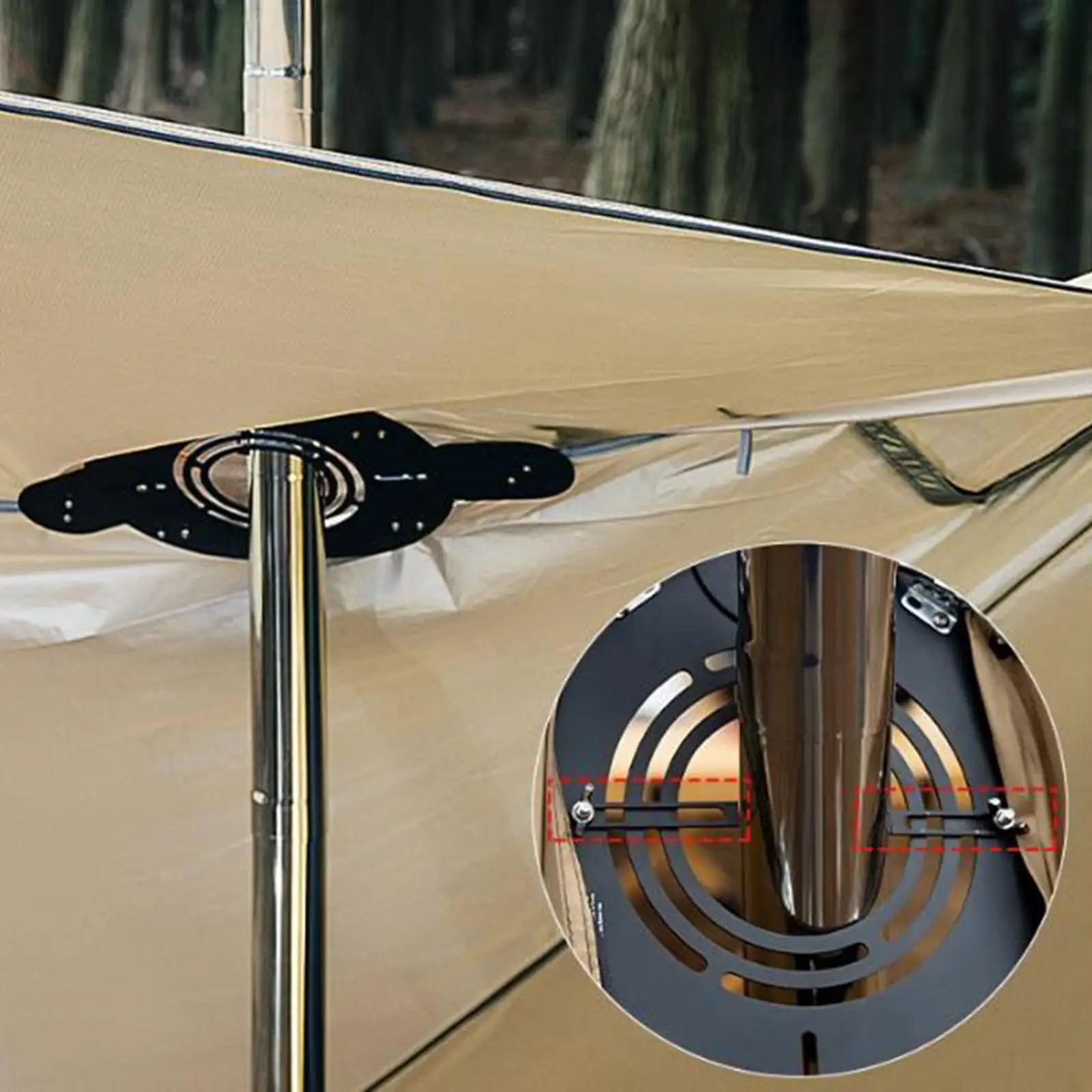 Hot Tent Stove Jack Camping Stove Jack Stainless Steel Clip Tent Protector for Firewood Stove Highly Flame Retardant for Tent
