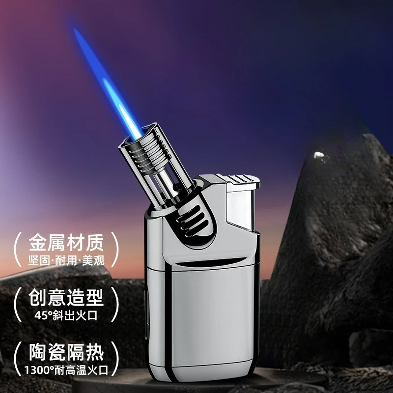 Elbow Transparent Gas Chamber Direct Injection Inflatable Lighter High-quality Metal Small Spray Gun Cigar Moxibustion Igniter