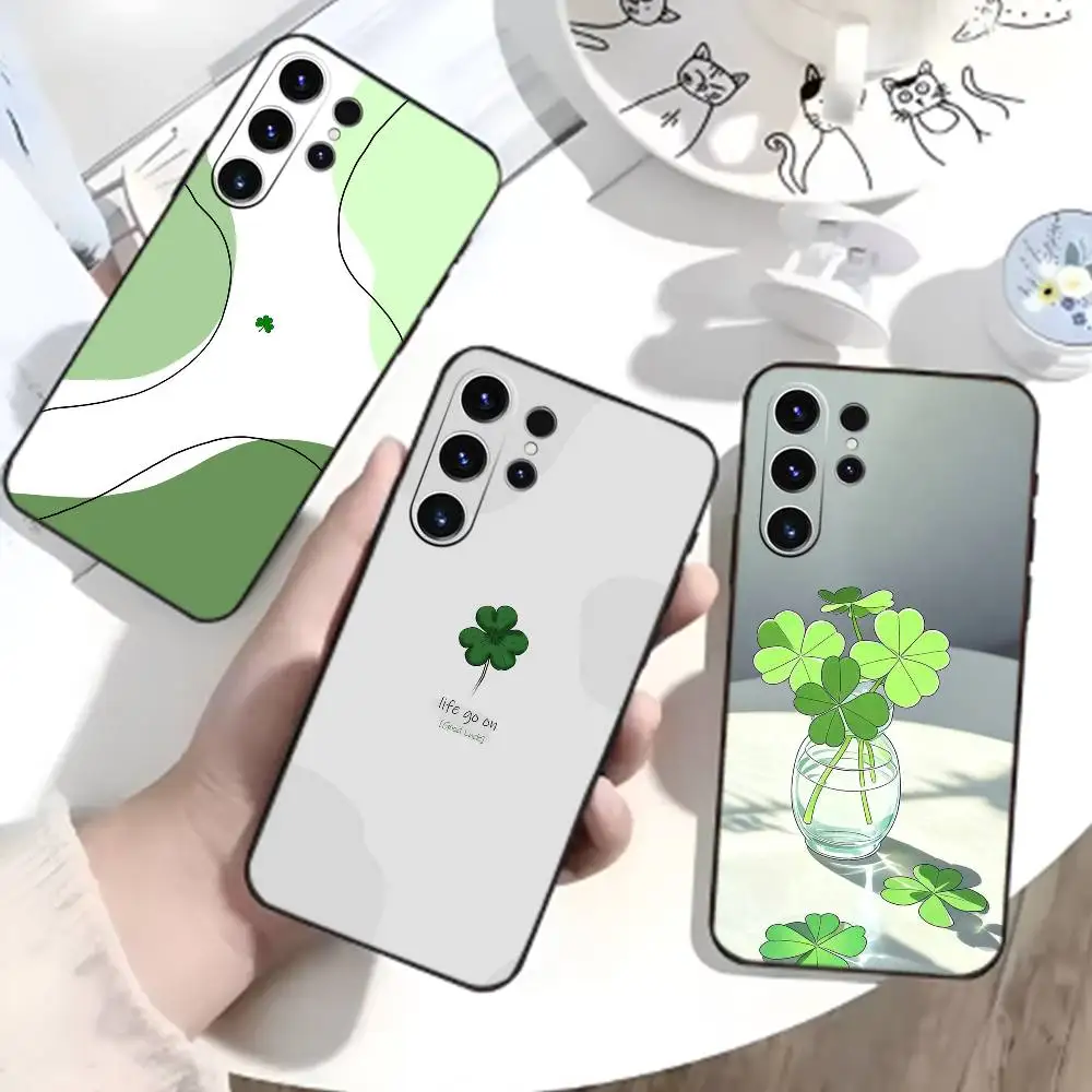 

Four-leaf clover Phone Case For Samsung S26,S25,S24,S23,S22,S21,S20,Plus,Fe,Lite,Others Black Cover